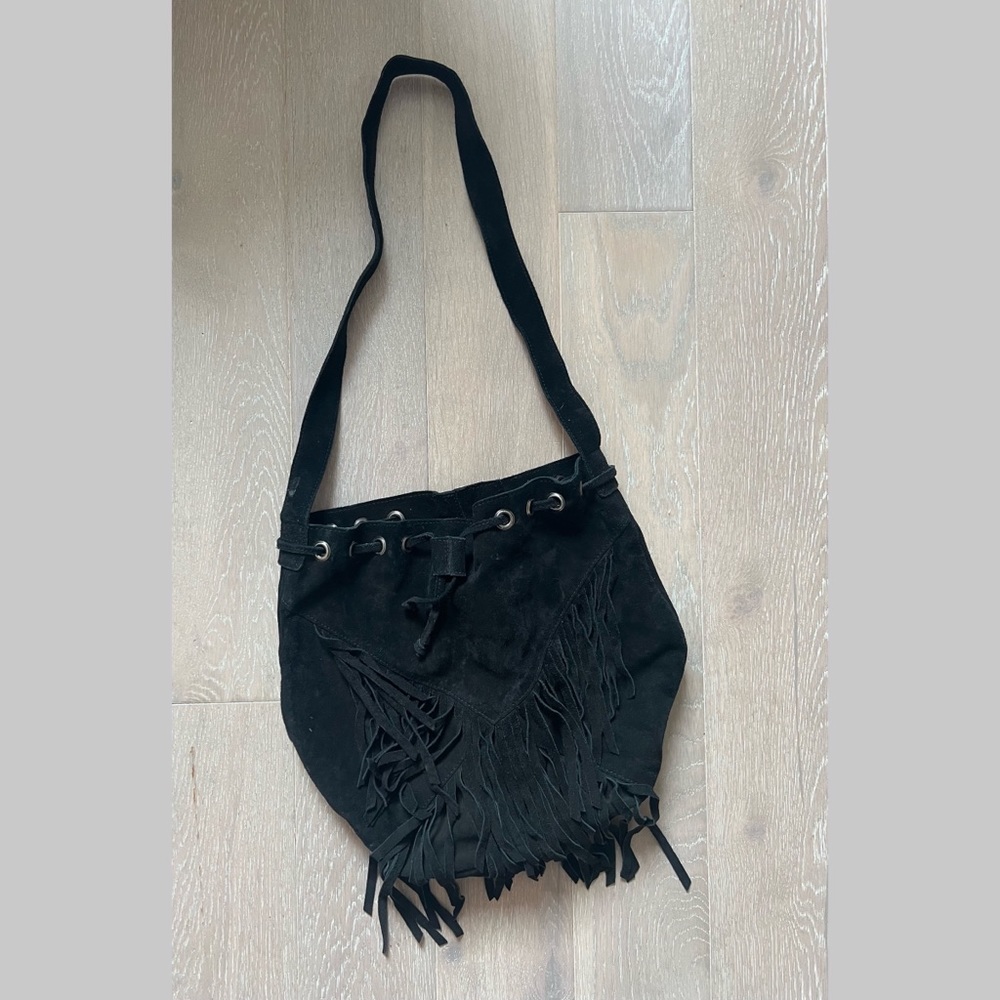 Cut N Paste Suede Fringe Crossbody/Shoulder Bag